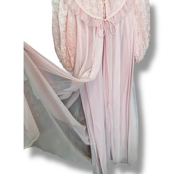 Vintage Pink Lace Nightgown Dress Coquette Cottagecore Lolita - Picture 9 of 16
